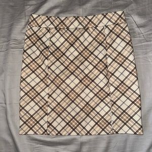 Papaya Brown Plaid Mini Skirt
